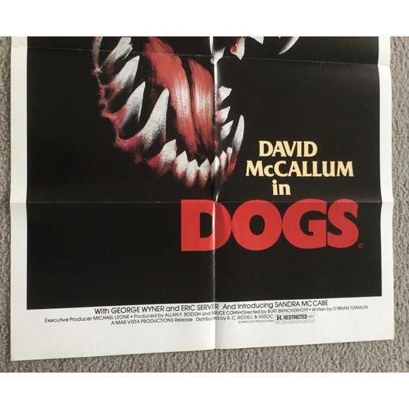 DOGS 1976 Original Lobby Poster Canada Movie Theatre HORROR Film David McCallum - Picture 3 of 4